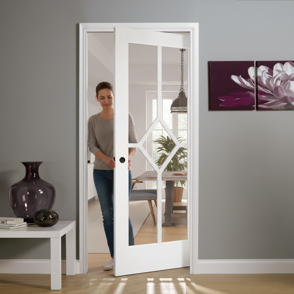Premium Clear Glazed Pocket Door Set with Galvanised Steel Frame and Adjustable Jambs for Elegant Room Transformation