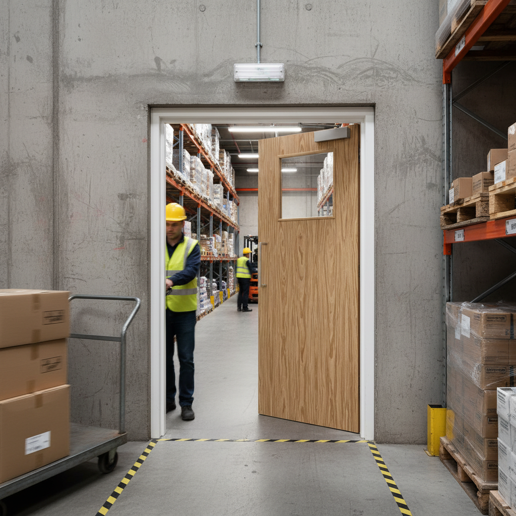 Premium Flush Oak Fire Rated Door with Clear Glazing and Solid Core - Fully Finished Design for Enhanced Safety and Elegance