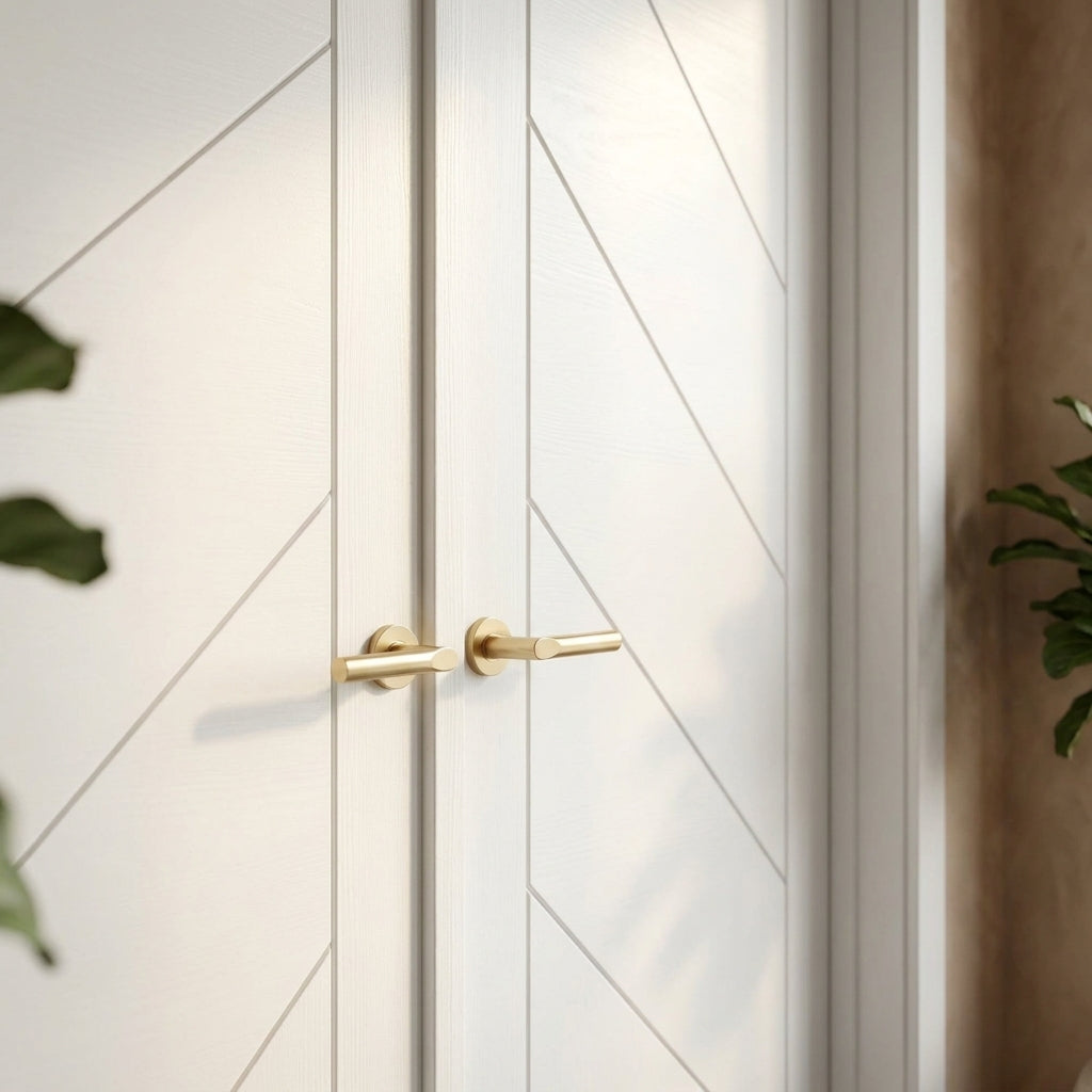 White Internal Primed Double Door - Monza Style with Semi-Solid Core - detail view