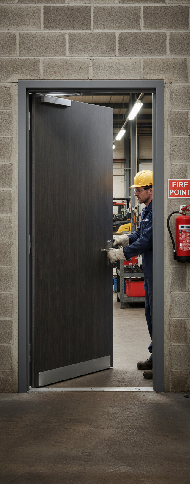 Premium Custom Made Dark Grey Flush Fire Door with Solid Core and FSC Certification