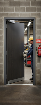 Premium Custom Made Dark Grey Flush Fire Door with Solid Core and FSC Certification