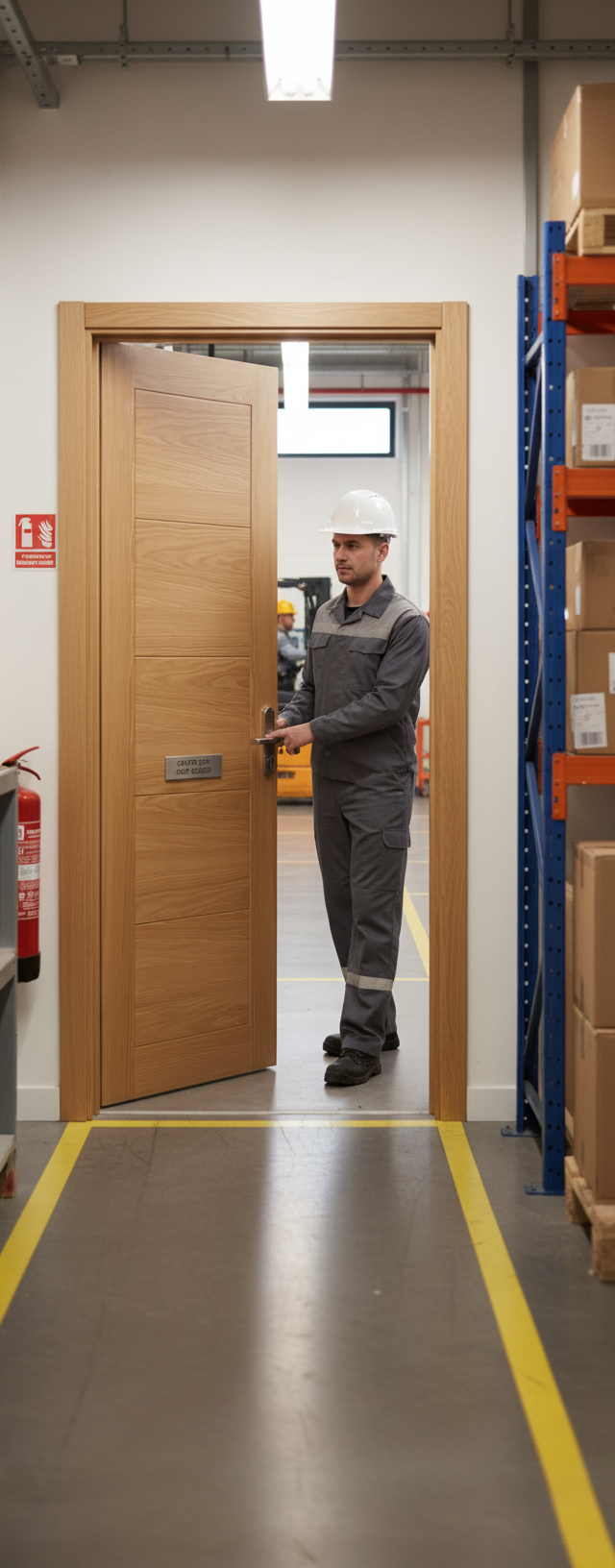 Premium Internal Fire Door with Solid Core Construction and 5 Ladder Style Panels Featuring Authentic Timber Grooves