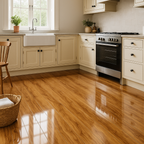Oak High Gloss Laminate Flooring 8mm Thick 4V Bevel Edge Water-Resistant