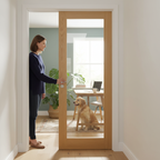 Premium Unfinished Clear Glazed Internal Door with Crown Cut American White Oak and Tempered Glass for Modern Interiors