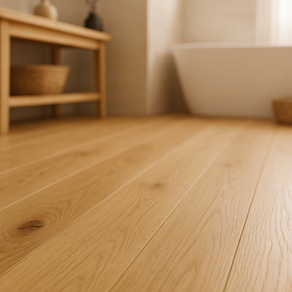 Oak Engineered Wood Flooring 14mm Brushed UV Lacquered 4V Bevel Edge - detail view