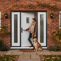 Premium White Cottage Composite Grand Entrance Door with Decorative Glazing and Low Maintenance Features