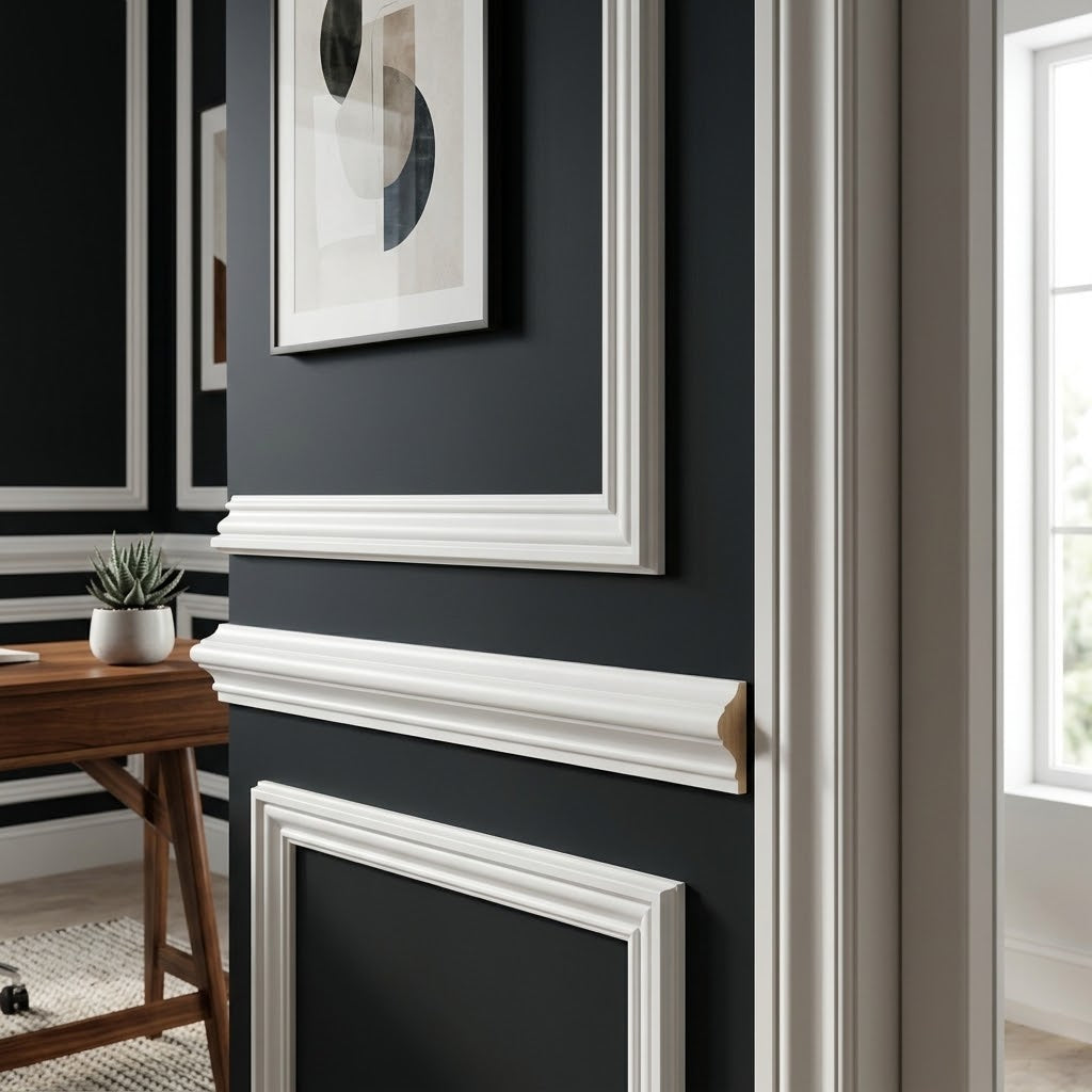 Decorative Moulding Beading 2.4m, White Painted, 12mm x 33mm Size