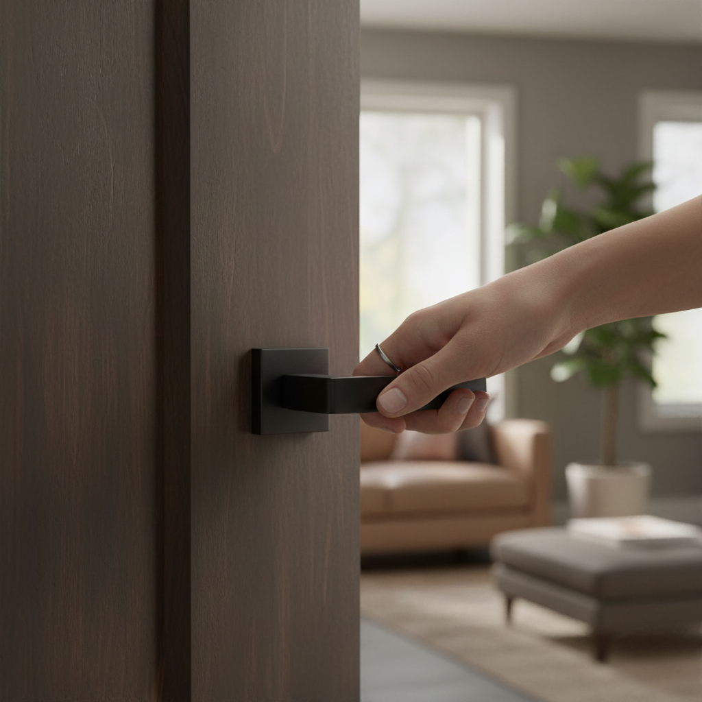 Premium Designer Square Lever Door Handle in Matt Black Finish with Innovative Nanotechnology Coating - Image 2