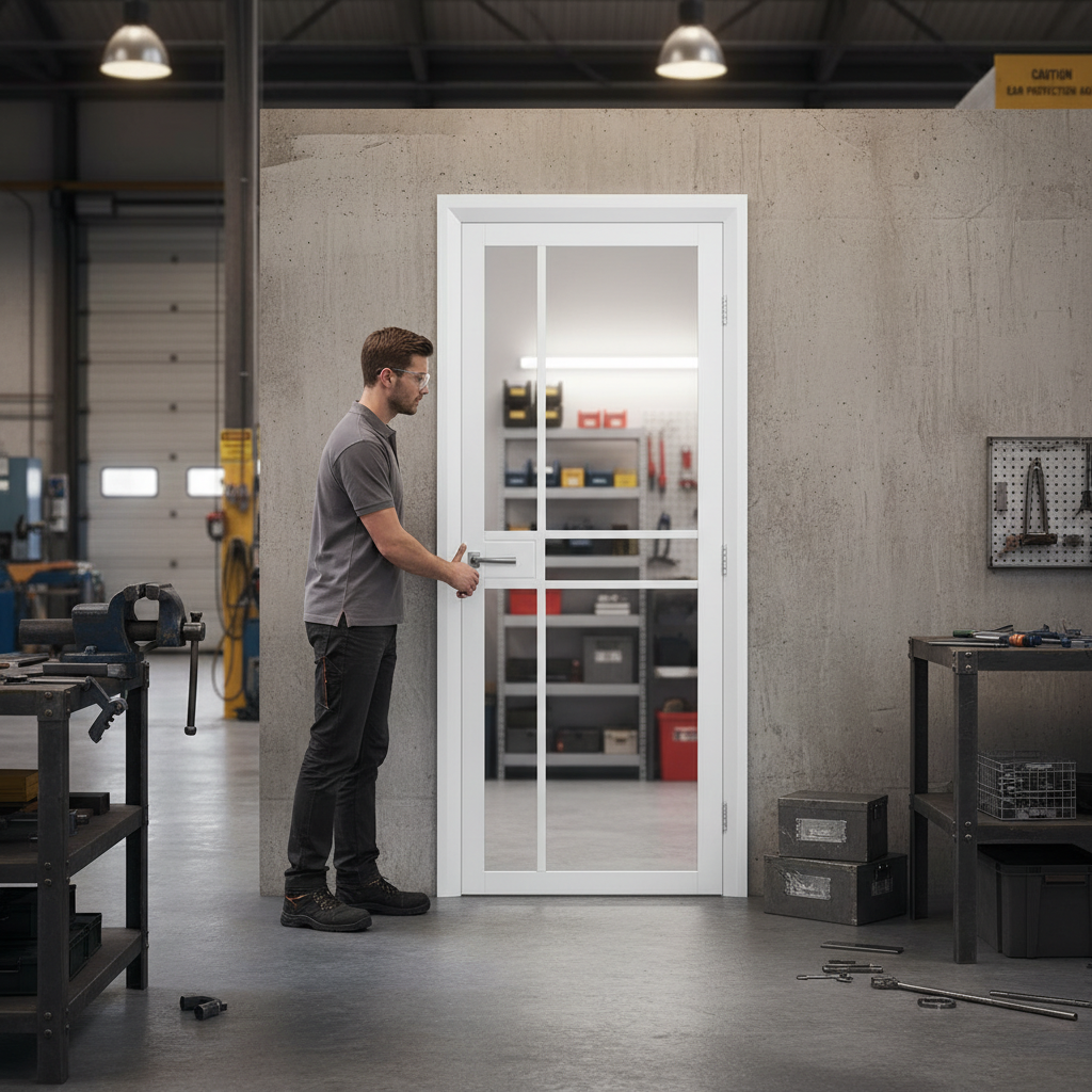 Premium Tinted Glazed Industrial Style Door - Minimalistic Design with Solid Core and 10-Year Warranty