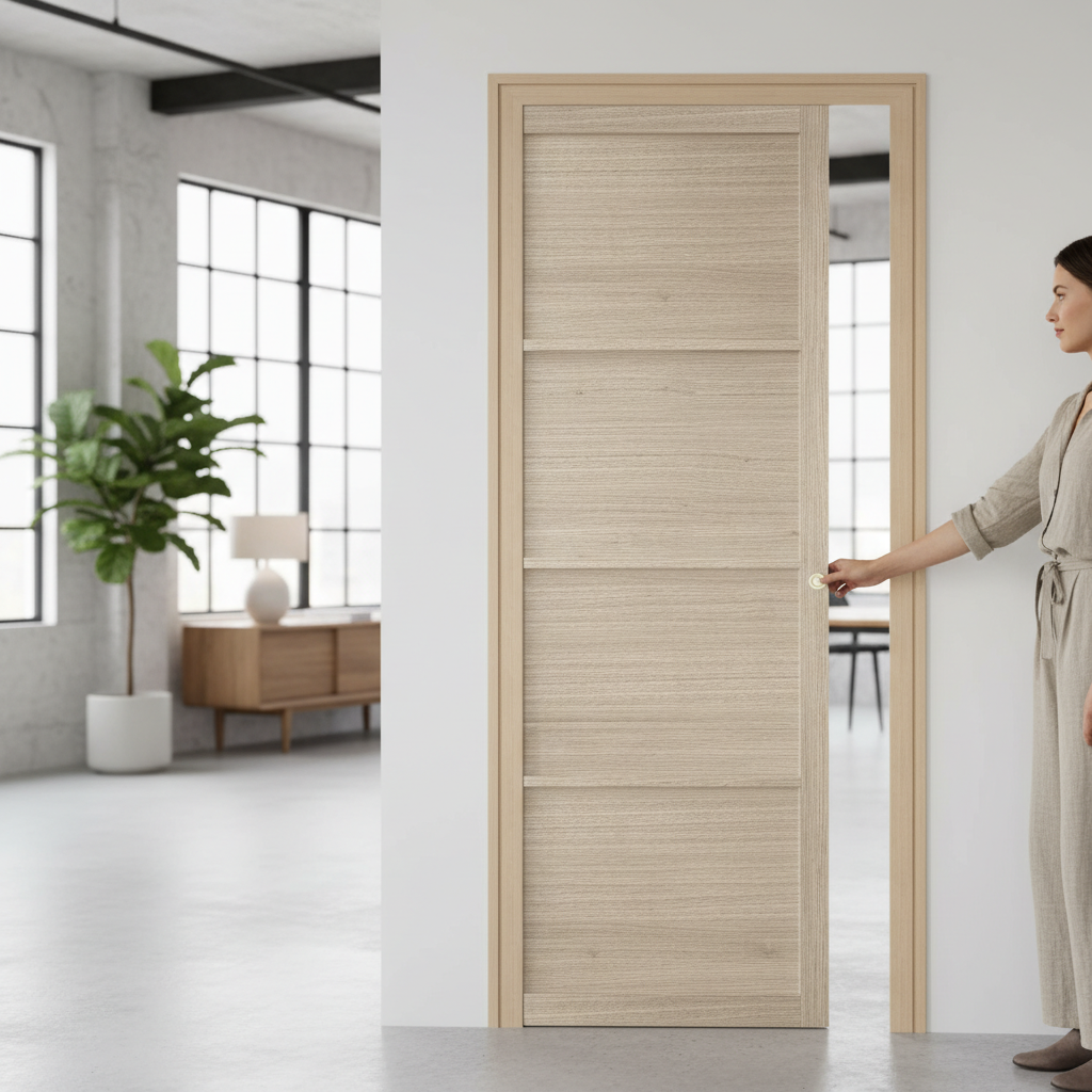 Premium 4 Panel Pocket Door System with Galvanised Steel Frame and Adjustable Features for Interior Spaces