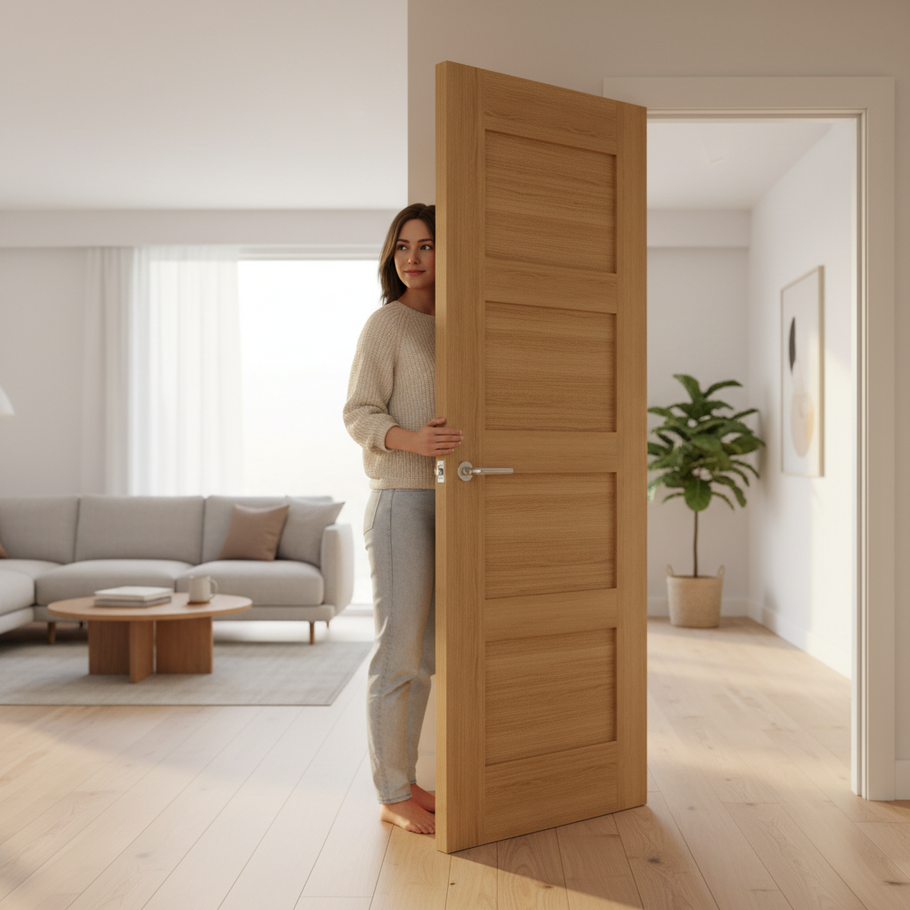 Premium Fully Finished Oak Interior Door with Solid Core and Custom Sizing Options for Modern Interiors