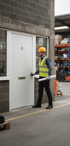 Premium Modern Flush External Fire Door Set with 30-Minute Fire Resistance, Multipoint Locking and Optional Accessories