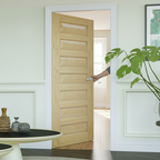 Premium 7-Panel Oak Interior Door with Solid Core and Custom Sizes - High-Quality Professional Grade for Industrial and Commercial Applications