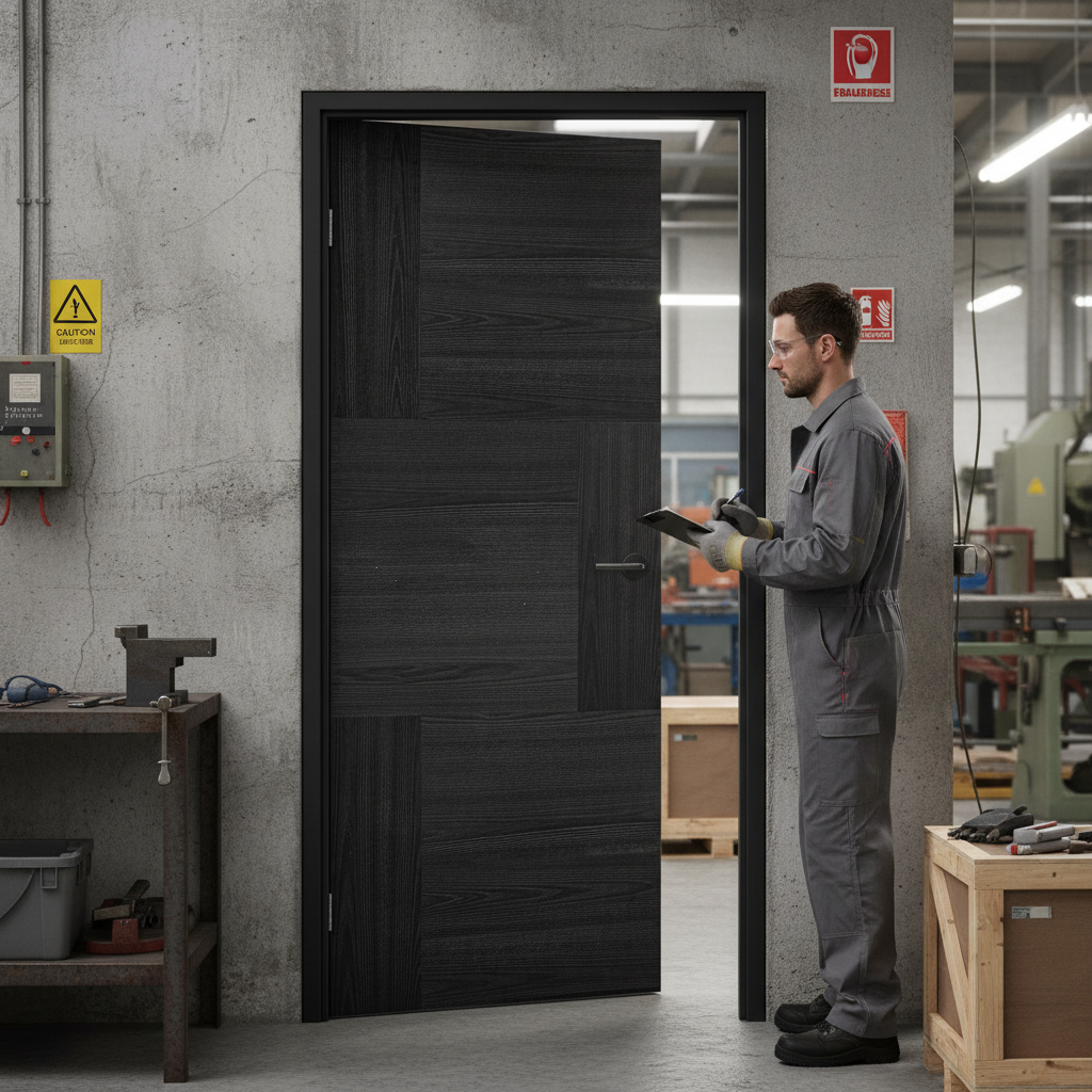 Premium Heavy Duty Fire Door with Six Offset Panels, Solid Core Design, and 10-Year Guarantee