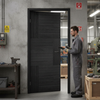 Premium Heavy Duty Fire Door with Six Offset Panels, Solid Core Design, and 10-Year Guarantee