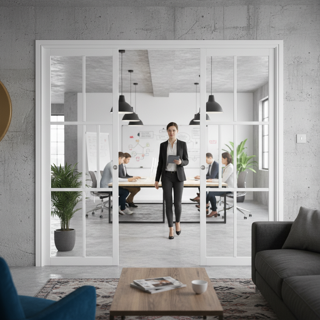 Premium Double Pocket Door Set with Galvanised Steel Frame and Adjustable Jambs - Ideal for Modern Interiors