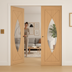 Premium Clear Glazed Double Pocket Door Set with Galvanised Steel Frame and Adjustable Track System