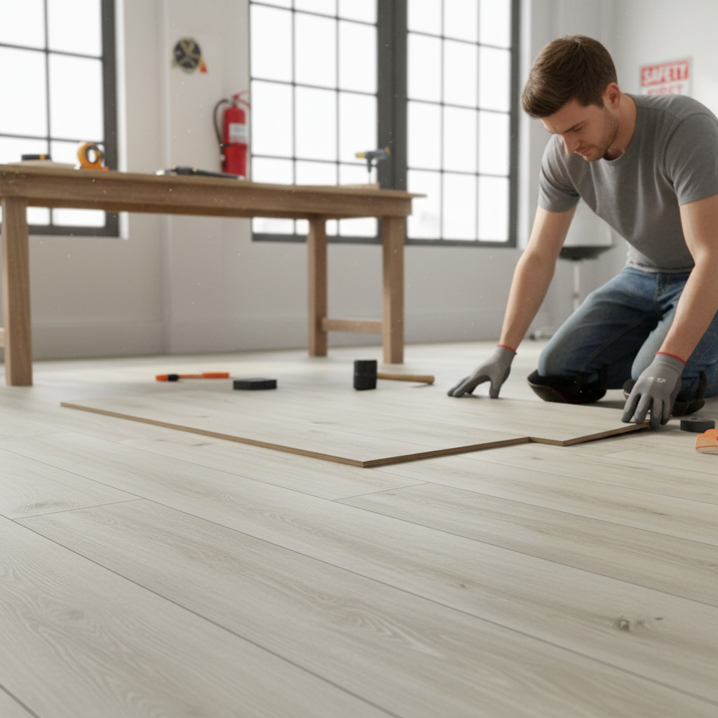 Premium 5mm Embossed Purecoat Rigid Core Vinyl Flooring with Oak Effect and Water Resistance for Residential and Commercial Use