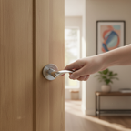 Premium Lever on Radius Corner Rose Handle Set - Two-Tone Chrome Finish for Contemporary Interiors - Image 2