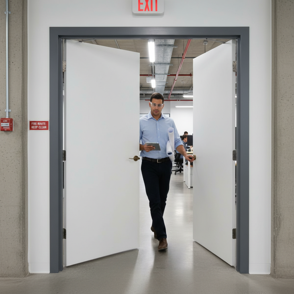 Premium Custom Made Primed White Fire Rated Door Pair - FD30 Certified with Sleek Flush Design and Smooth Finish