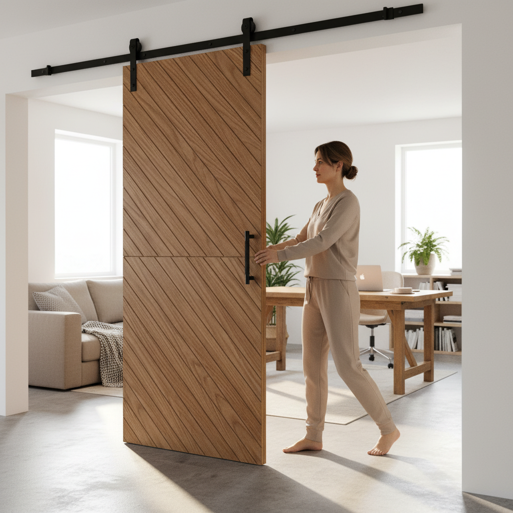 Premium Internal Fully Finished Chevron Barn Door with Eco-Friendly Timber and Rustic Design - Image 2