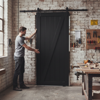 Premium Internal Primed 1 Panel Brace Sliding Barn Door - Stylish Black Finish for Modern Interiors