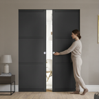 Premium 3 Panel Double Flush Pocket Door Set - Space-Saving Design with No Bottom Track and 15-Year Guarantee