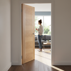 Premium Fully Finished Oak Internal Door with Horizontal Grain and Aluminium Inserts for Contemporary Interiors