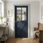 Internal Black Fully Finished Oak Barn Door with Clear Glass, Made-to-Measure