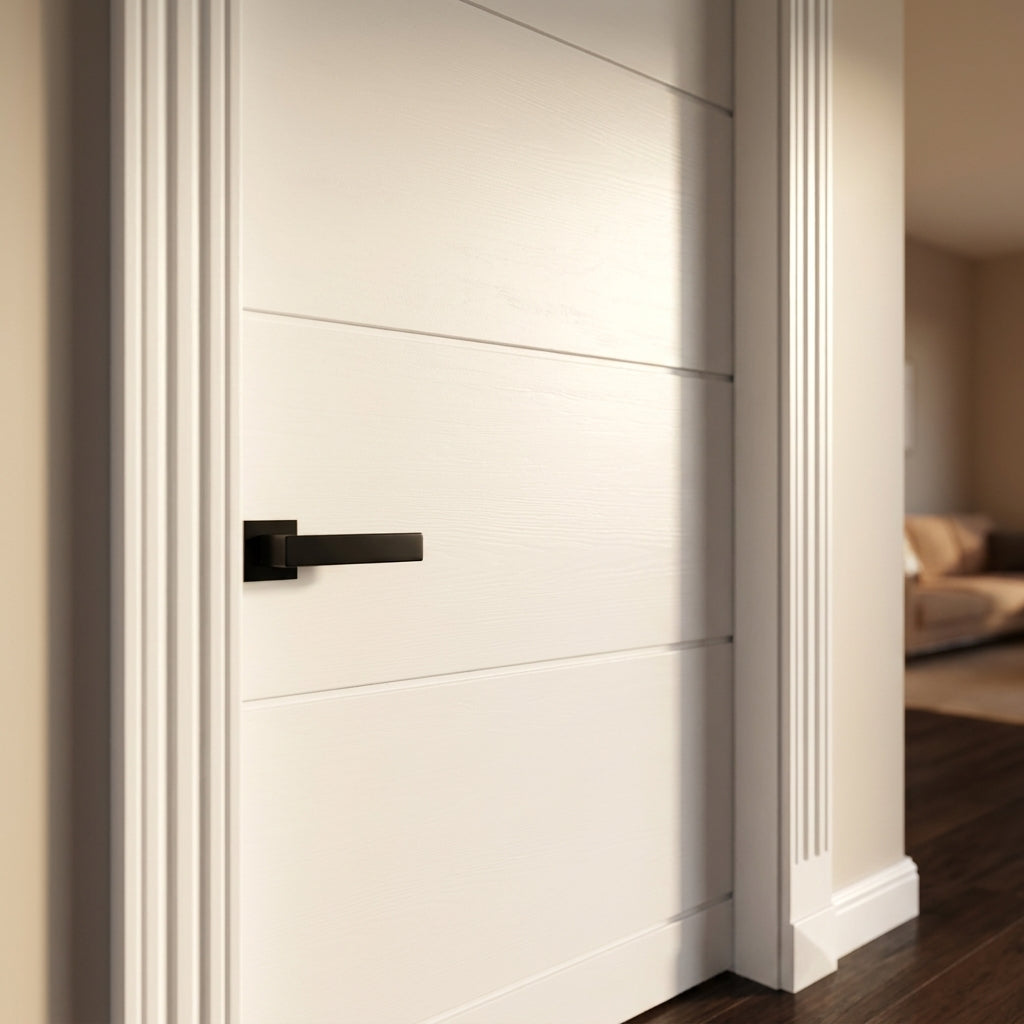 Internal White Smooth Horizontal 5 Panel Door Primed Finish - detail view
