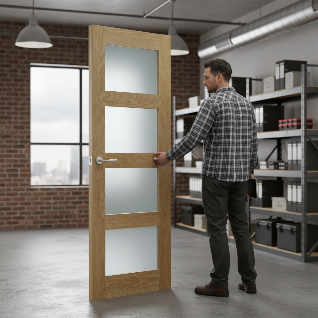 Premium Obscure Glazed Fully Finished Door with Solid Core and Toughened Glass - High-Quality Professional Grade for Industrial and Commercial Appl...