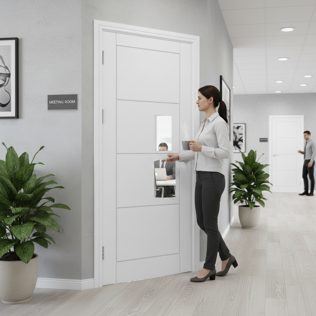 Premium White Primed Internal Door with Modern Ladder Effect and Smooth Finish for Elegant Home Decor