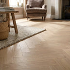 8mm Thick Water-Resistant Herringbone Laminate Flooring in Soft Heritage Oak - detail view