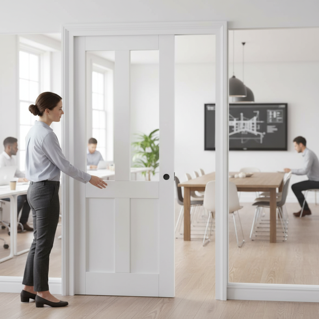 Premium Glazed Pocket Door Set with Galvanised Steel Frame and Adjustable Jambs for Elegant Space Solutions