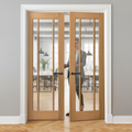 Premium Internal Unfinished Oak Toledo 3 Light Glazed Pair Door Set for Modern Living Spaces