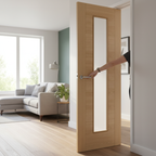 Premium Long Light Glazed Fire Door with Clear Tempered Glass and Engineered Solid Core Construction