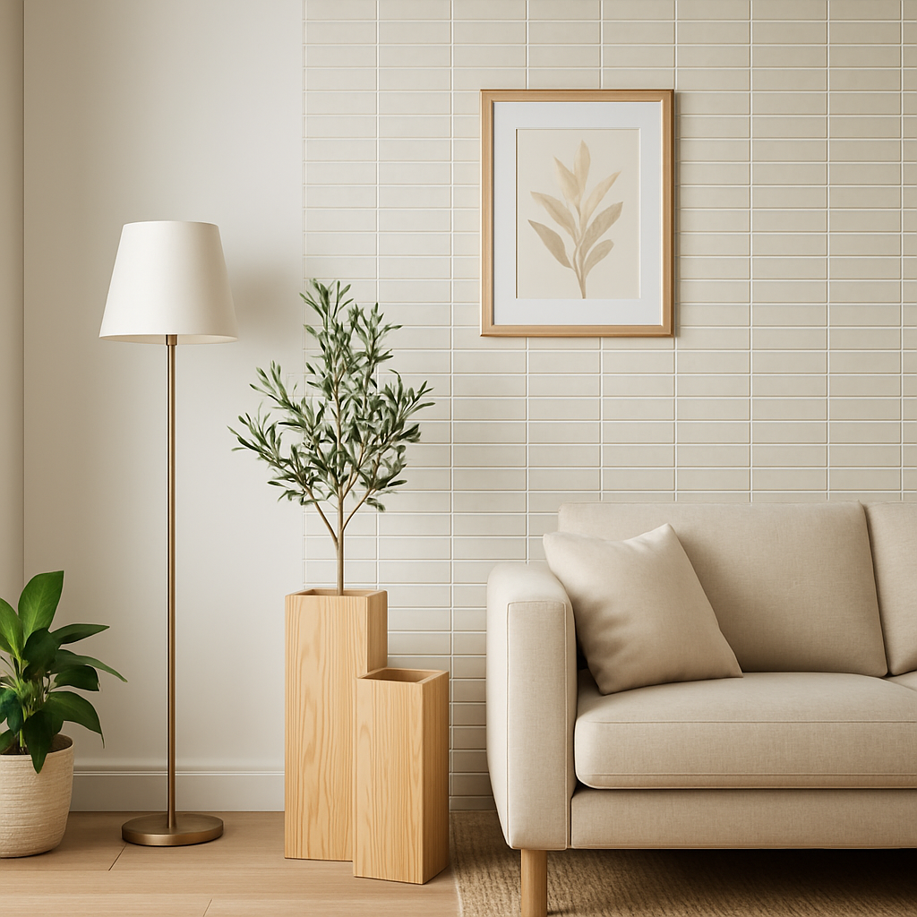 Smooth Linear Ceramic Wall Tile in Pearl Gloss Finish