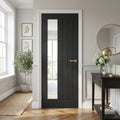 Internal Ash Grey Door with Clear Offset Glass, Fully Finished, Solid Core