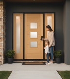 Premium Oak Grand Entrance Door Set with Matching Sidelights and Flat-Pack Frame for Contemporary Living