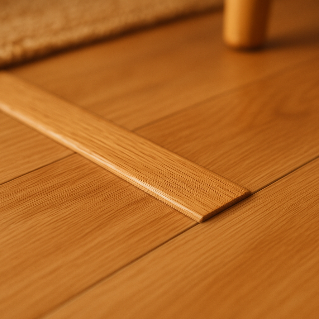 900mm Flat Connecting Profile Door Bar in Solid Oak with Satin Lacquer Finish - detail view