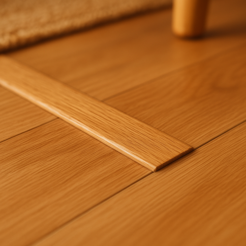 900mm Flat Connecting Profile Door Bar in Solid Oak with Satin Lacquer Finish - detail view