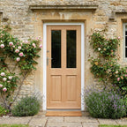 External Hardwood Door Unfinished 2 Panel 2 Light Obscure Glass