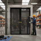 Premium Industrial Style Door Pair with Three-Light Design, Solid Softwood Core, and Pocket Door Compatibility