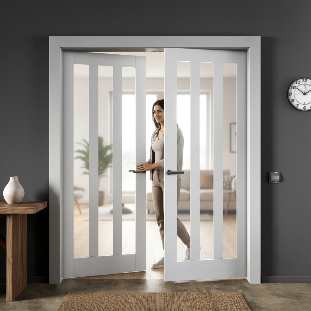 Premium Internal White Primed Ashton 3 Light Obscure Glass Pair Door for Enhanced Privacy and Natural Light - Image 2