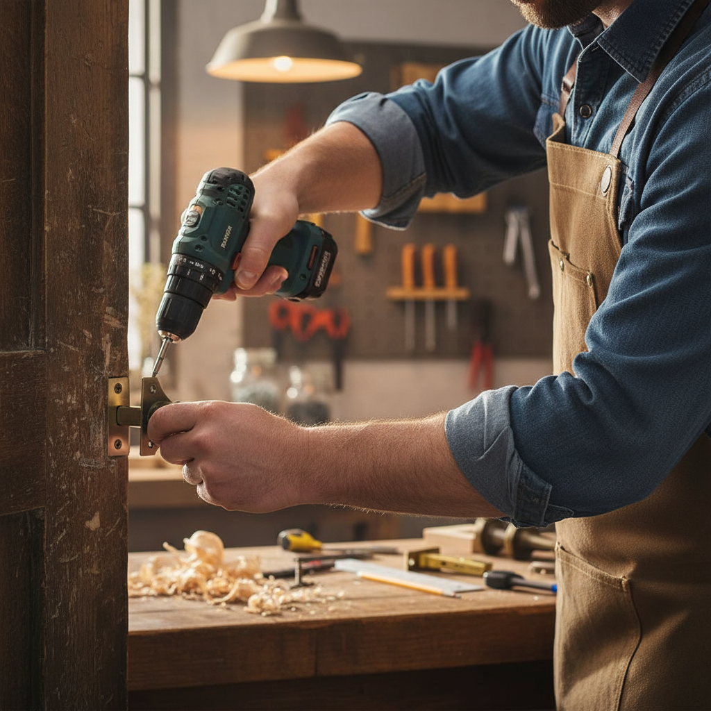 Premium Door Handle Pack with Contemporary Lever Design and Antique Brass Finish - Includes Hinges and Lock Components