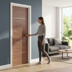 Premium Fully Finished Internal Door with Aluminium Inlays and Satin Lacquer Finish for Modern Interiors