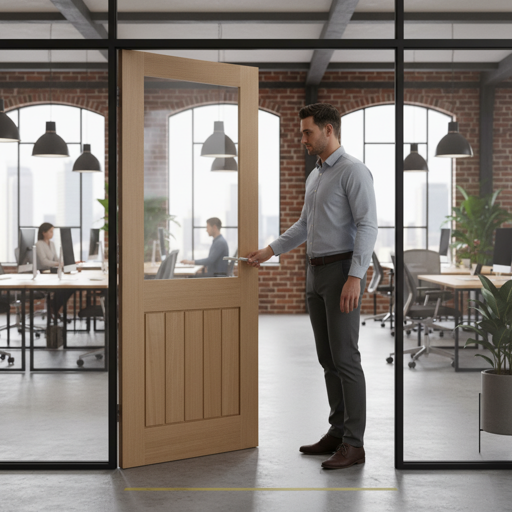 Premium Fully Finished 1 Light Glazed Fire Door with Clear Glass and Solid Engineered Core for Strength and Durability