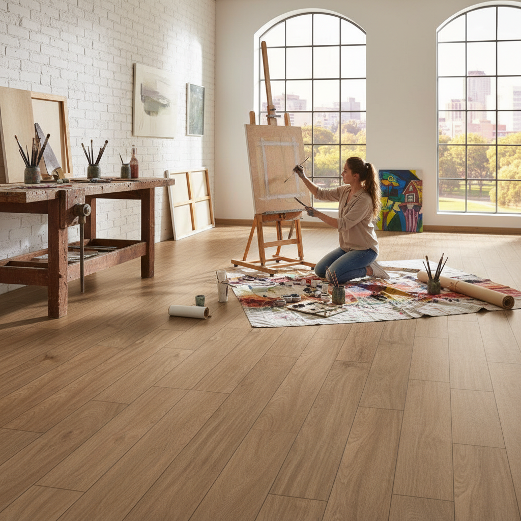 Premium 8mm Embossed Laminate Flooring in Credenza Oak Finish - Water-Resistant and Durable for Homes and Businesses