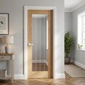 Unfinished Oak Internal Door with 1 Light Obscure Lined Clear Glass