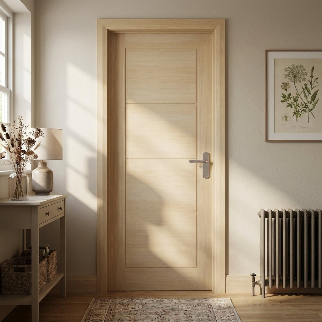 FD30 Rated Internal Fire Door in Blonde Oak with Fully Finished Laminate